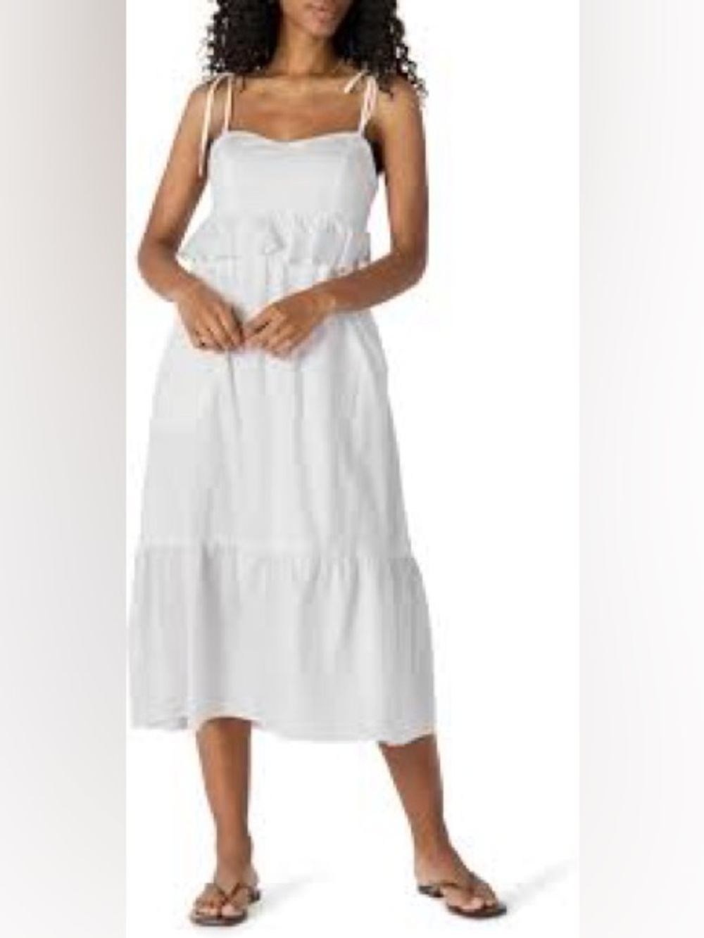 (NWT) White Tiered Peplum Dress / Sleeveless Midi Dress - xxs size 0